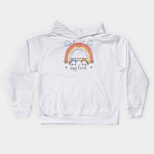 My Rainbow Cat is My Valentine Kids Hoodie